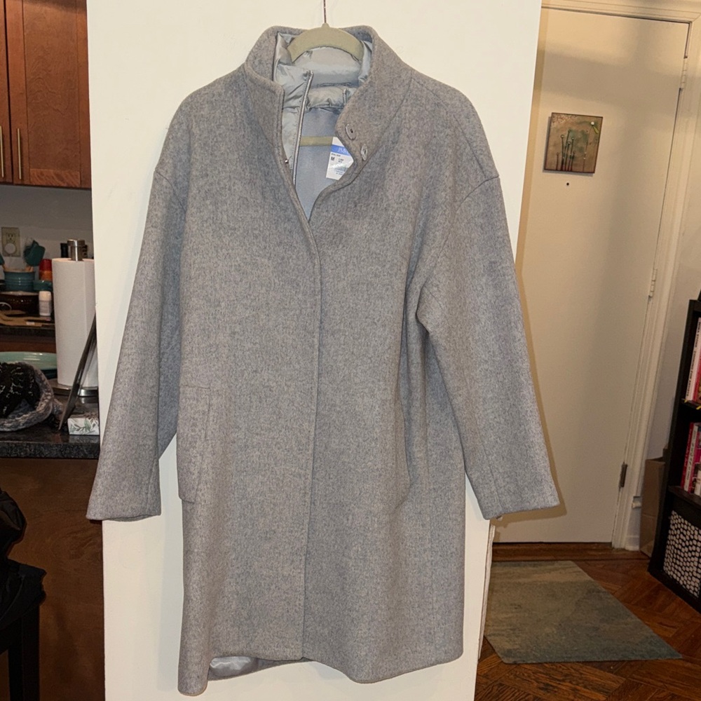 J.MCLAUGHLIN Heather Grey Stoll Drop Shoulder Wool-Blend Coat medium new tag